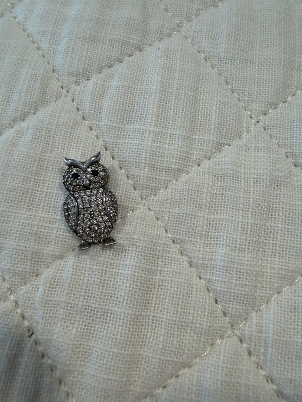 Crystal Owl Pendant- Sterling Silver Rhinestone Accent
